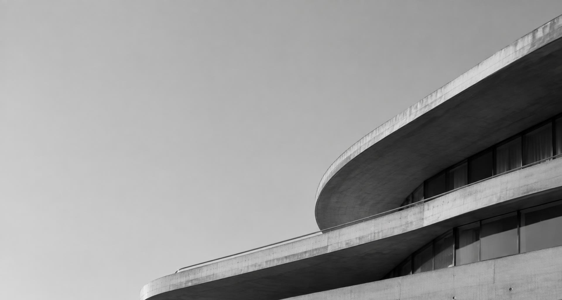 Sculptural modern architecture with clean, flowing lines